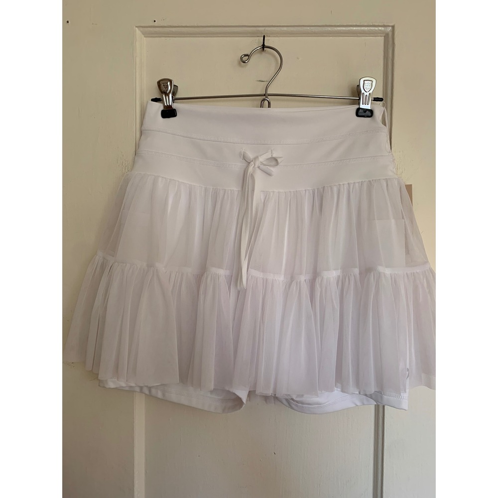 POPFLEX Magical Pirouette Skort White Tulle Tiered Athletic Skirt Medium NWT